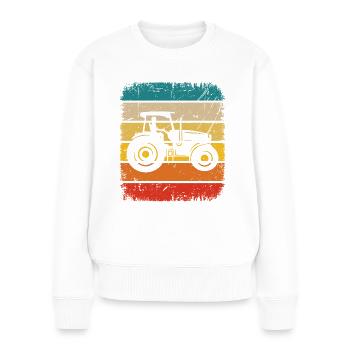 Vintage Square und Landwirtschaft 1 - - Frauen Premium Bio Pullover - Weiß - Vorne - Julia (174cm)