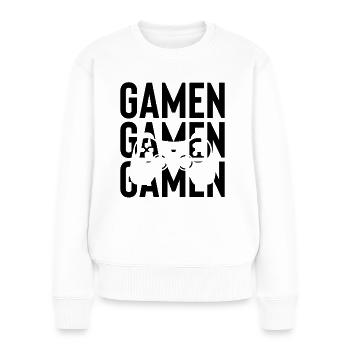 Gamen - - Frauen Premium Bio Pullover - Weiß - Vorne - Julia (174cm)