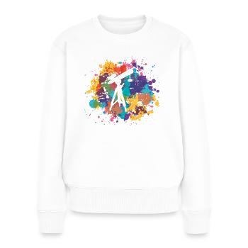 Seringues colorées et astronomie - - Pull Premium bio Femme - blanc - Devant - Julia (174cm)