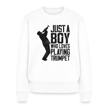 Trumpet Player Vintage Just A Boy - Frauen Premium Bio Pullover - Weiß - Vorne - Julia (174cm)