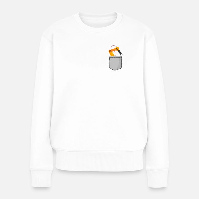 Robot Robotics Engineer Pocket - Frauen Premium Bio Pullover - Weiß