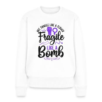 Feminist Not Fragile Like A Flower - Frauen Premium Bio Pullover - Weiß - Vorne - Julia (174cm)