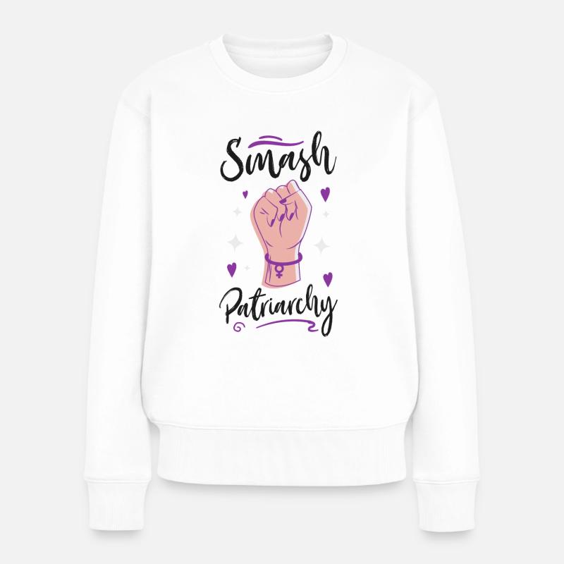 Feminist Smash Patriarchy - Frauen Premium Bio Pullover - Weiß