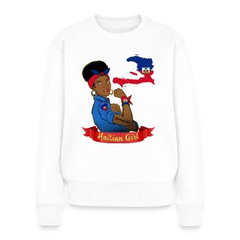 Haïti Fille Forte Courageuse Femme Haïtienne Fière - Pull Premium bio Femme - blanc - Devant - Julia (174cm)