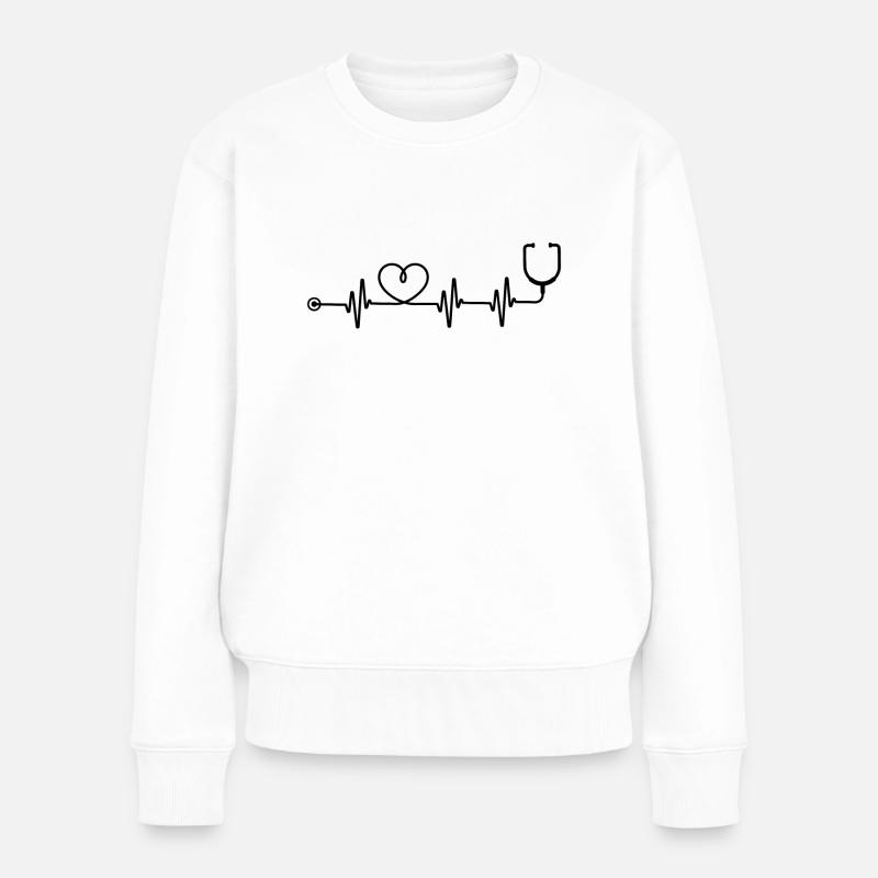 Stethoskop Doktor T-Shirt Arzt - Frauen Premium Bio Pullover - Weiß