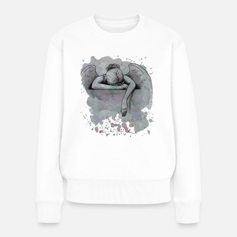 Ange en deuil/chagrin - Pull Premium bio Femme - blanc