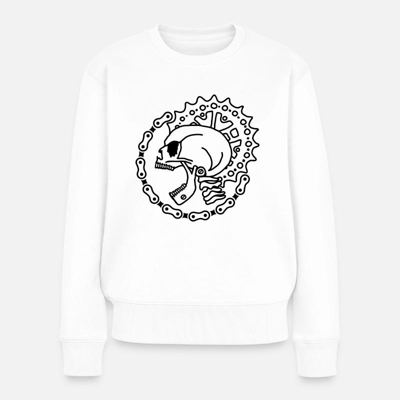 Skull Chain Punk - Black - Frauen Premium Bio Pullover - Weiß