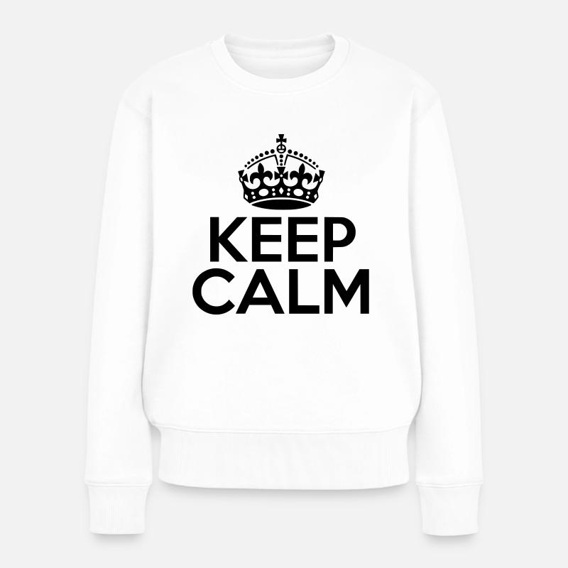Keep Calm / dein eigener Text selber gestalten - Frauen Premium Bio Pullover - Weiß
