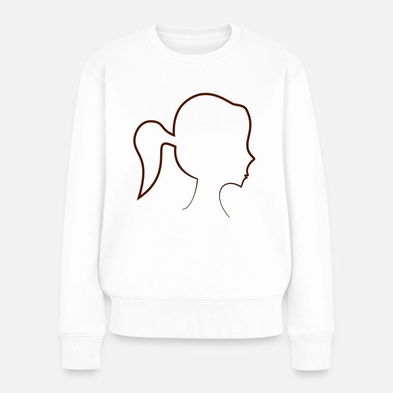 Silhouette Mädchen - Frauen Premium Bio Pullover - Weiß