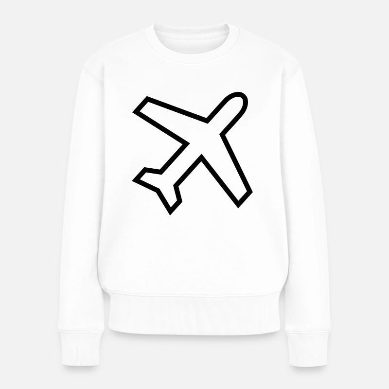 Flugzeug - Frauen Premium Bio Pullover - Weiß