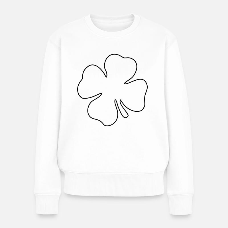 Kleeblatt - Frauen Premium Bio Pullover - Weiß