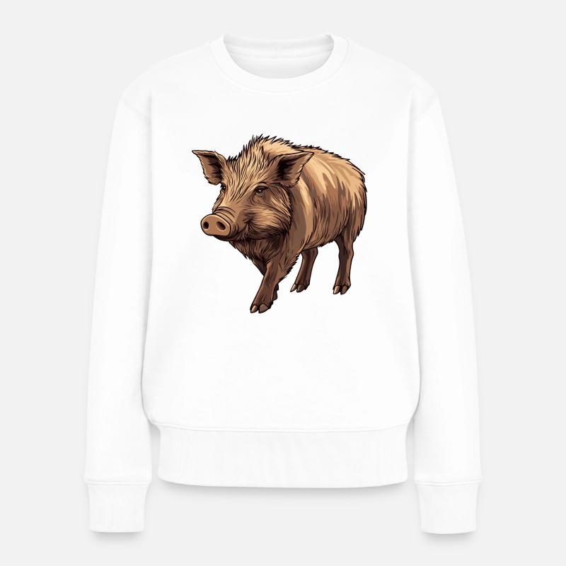 Wildschwein - Frauen Premium Bio Pullover - Weiß