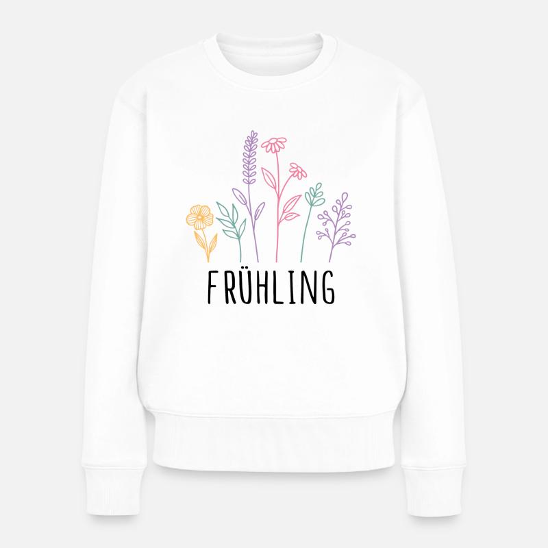 Frühling Blumen - Frauen Premium Bio Pullover - Weiß