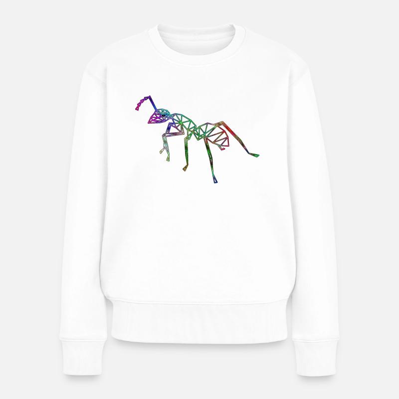 Gitter Ameise Neon Farben - Frauen Premium Bio Pullover - Weiß