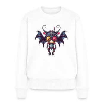 Witziger Roboter-Vampir - Frauen Premium Bio Pullover - Weiß - Vorne - Julia (174cm)