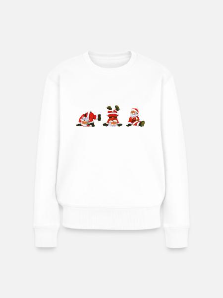 Weihnachtsmänner - Frauen Premium Bio Pullover - Weiß