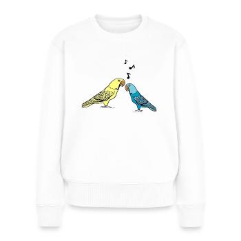 Budgie Wellensittich - Frauen Premium Bio Pullover - Weiß - Vorne - Julia (174cm)