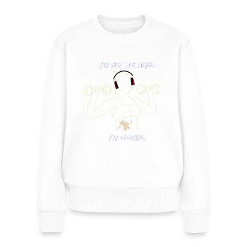 Fitness Girl mit Hanteln - Frauen Premium Bio Pullover - Weiß - Vorne - Julia (174cm)