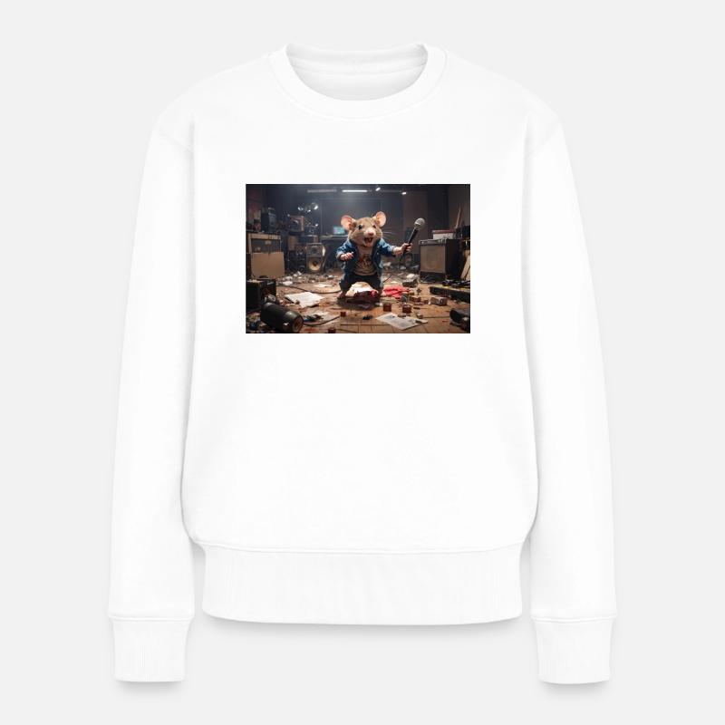 Kinderfreundliche Animationsratte in Musikstudio - Frauen Premium Bio Pullover - Weiß