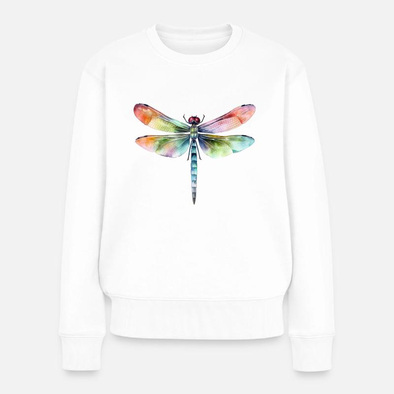 Schöne Libelle - Frauen Premium Bio Pullover - Weiß