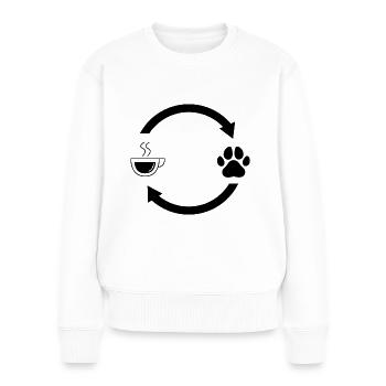 Kaffee laden Pfeile und Hund 3 - - Frauen Premium Bio Pullover - Weiß - Vorne - Julia (174cm)