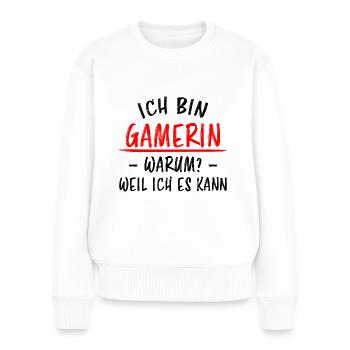 Gamerin Videospiel Gamepad Lustige Spruch Geschenk - Frauen Premium Bio Pullover - Weiß - Vorne - Julia (174cm)