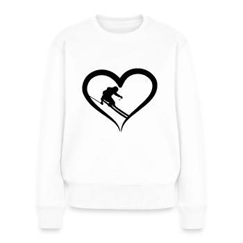 SkiFahrer und Herz - - Frauen Premium Bio Pullover - Weiß - Vorne - Julia (174cm)