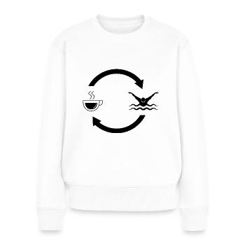 Kaffee laden Pfeile und Schwimmen - - Frauen Premium Bio Pullover - Weiß - Vorne - Julia (174cm)