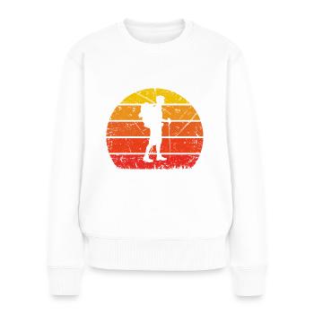 Vintage Sonne und Wandern - - Frauen Premium Bio Pullover - Weiß - Vorne - Julia (174cm)