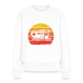 Vintage Sonne und Camping - - Frauen Premium Bio Pullover - Weiß - Vorne - Julia (174cm)