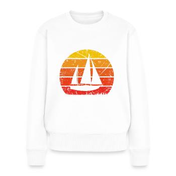 Vintage Sonne und Segeln - - Frauen Premium Bio Pullover - Weiß - Vorne - Julia (174cm)