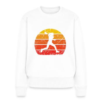 Vintage Sonne und Tennis 1 - - Frauen Premium Bio Pullover - Weiß - Vorne - Julia (174cm)