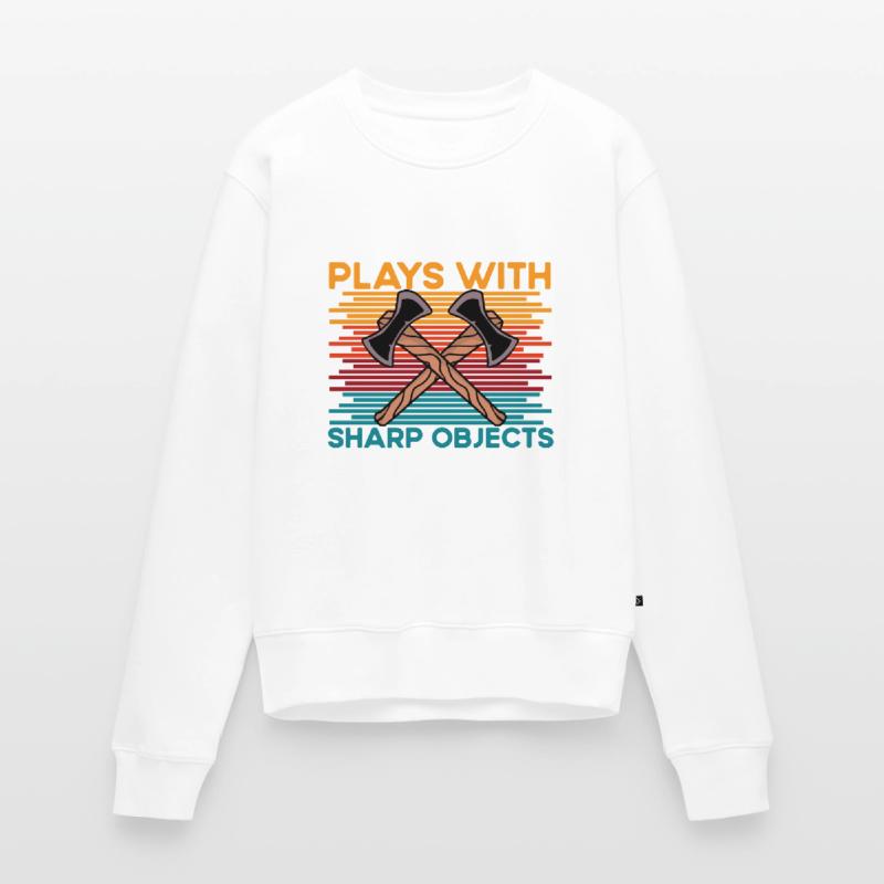 Axe Throwing plays with sharp objects funny saying Frauen Premium Bio Pullover