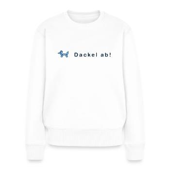 DACKEL AB - Frauen Premium Bio Pullover - Weiß - Vorne - Julia (174cm)