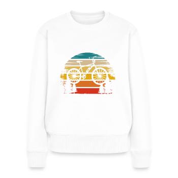 Soleil rétro et vélo électrique - - Pull Premium bio Femme - blanc - Devant - Julia (174cm)