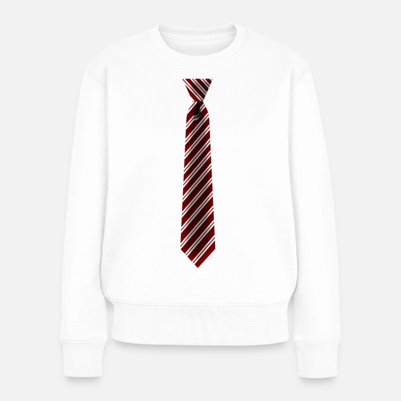 Krawatte Tie Windsor Necktie Büro Karneval Mode - Frauen Premium Bio Pullover - Weiß