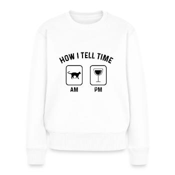 Wie sage ich Zeit am PM - - Frauen Premium Bio Pullover - Weiß - Vorne - Julia (174cm)