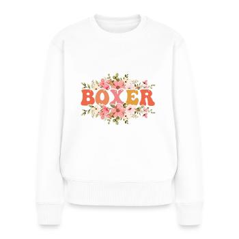 Boxer Hund - Frauen Premium Bio Pullover - Weiß - Vorne - Julia (174cm)