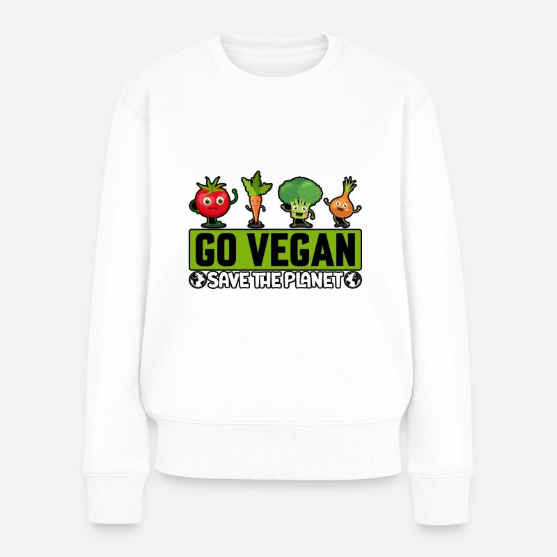Go vegan save the planet - Frauen Premium Bio Pullover - Weiß