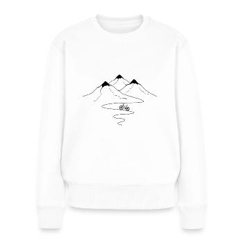 Chemin de montagne, virages et vélo électrique - - Pull Premium bio Femme - blanc - Devant - Julia (174cm)