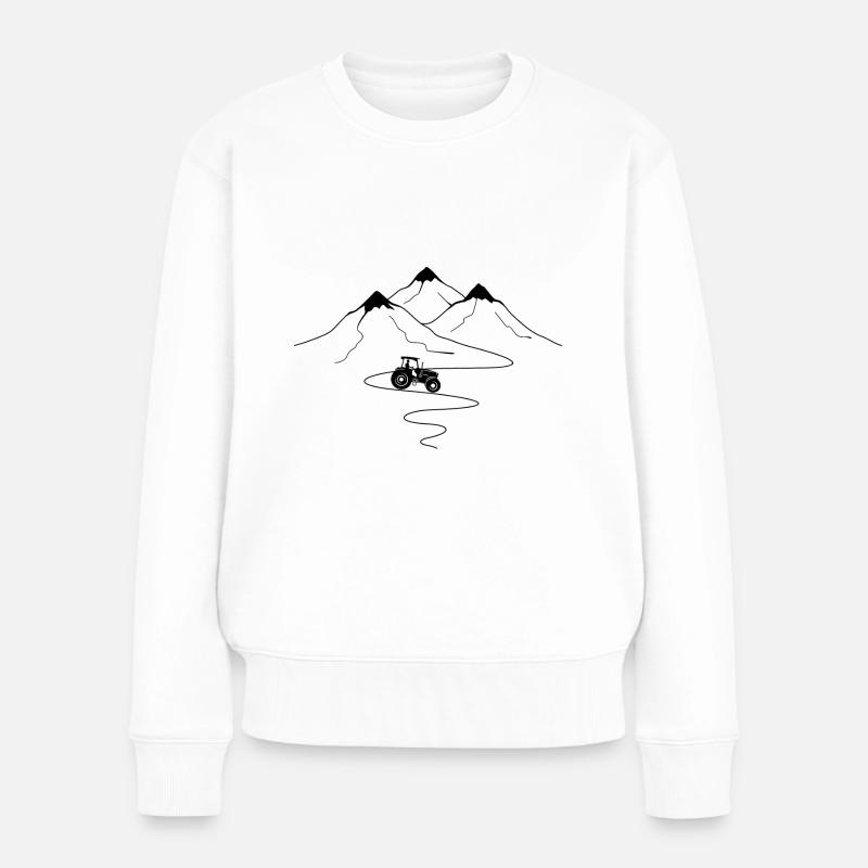 Bergwegkurven und Landwirtschaft - - Frauen Premium Bio Pullover - Weiß