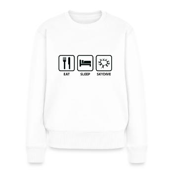 Eat Sleep Fallschirmsprung - Frauen Premium Bio Pullover - Weiß - Vorne - Julia (174cm)