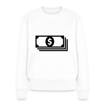 Symbole d’argent liquide - Pull Premium bio Femme - blanc - Devant - Julia (174cm)