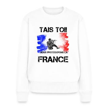 T-shirt shut you we will protect the french gift - Women's Premium Organic Jumper - white - Front - Julia (174cm)