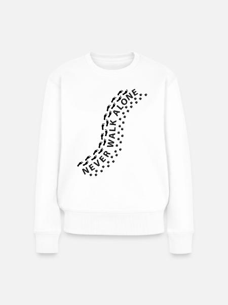 Alpaka Lama Huf Spur Fußabdruck Never walk alone - Frauen Premium Bio Pullover - Weiß