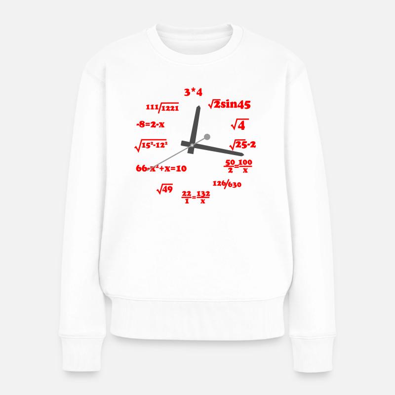 Farben änderbar | Mathe Uhr - Frauen Premium Bio Pullover - Weiß