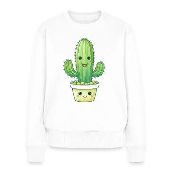 Cactus in a flower pot - Women's Premium Organic Jumper - white - Front - Julia (174cm)