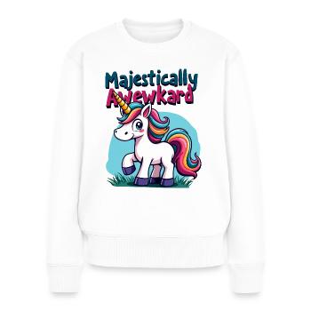 Majestuement AWEwkward Licorne Drôle Licorne Vibes - Pull Premium bio Femme - blanc - Devant - Julia (174cm)