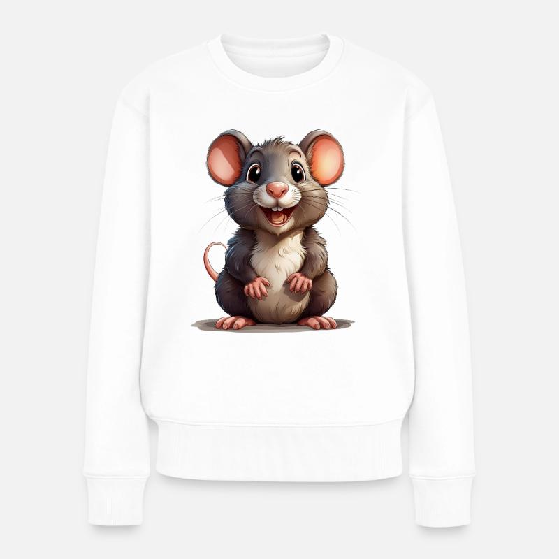 Ratte oder Maus - Frauen Premium Bio Pullover - Weiß