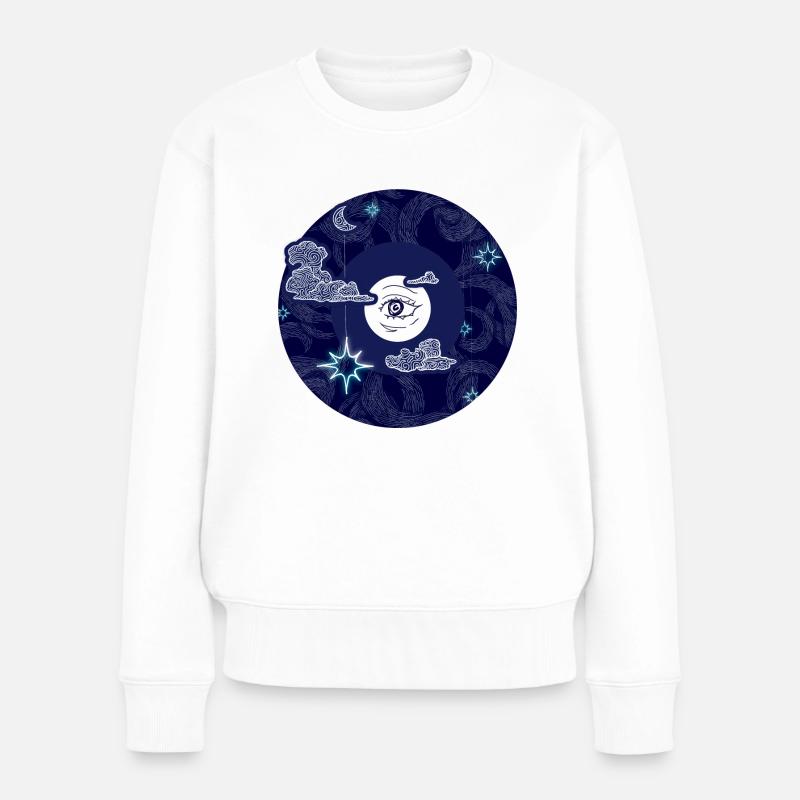 Mond Mandala - Frauen Premium Bio Pullover - Weiß